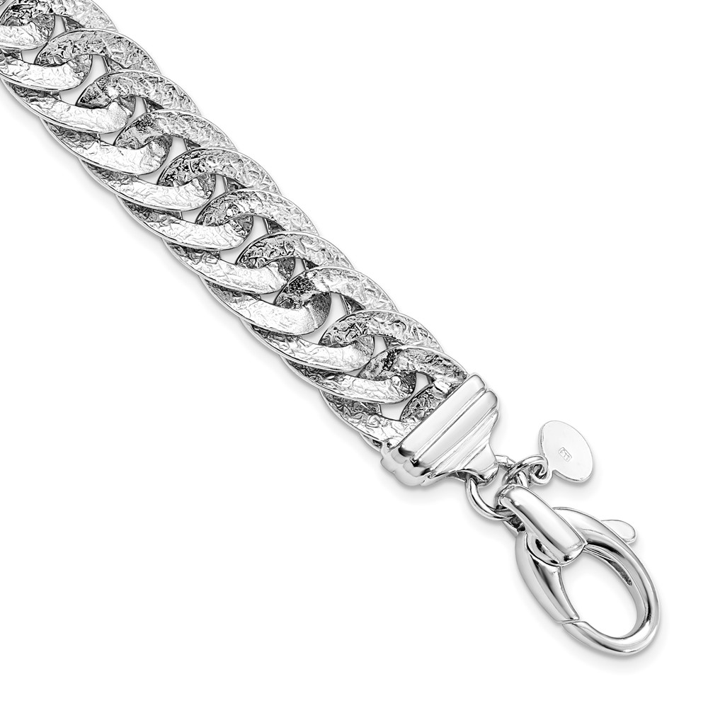 Sterling Silver Polished Textured Link Bracelet Malak Jewelers Charlotte, NC
