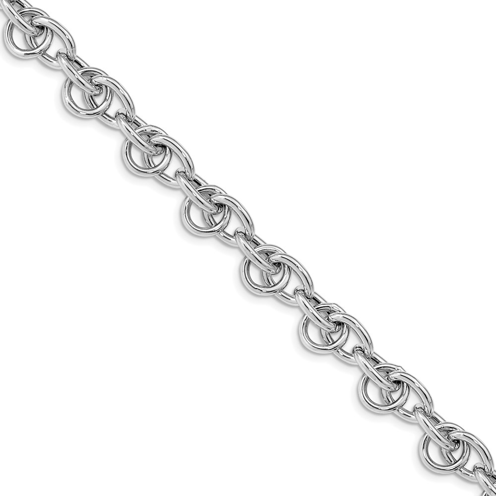 Beautiful Leslie's Sterling Silver Rhodium-plated Polished Fancy Link Necklace