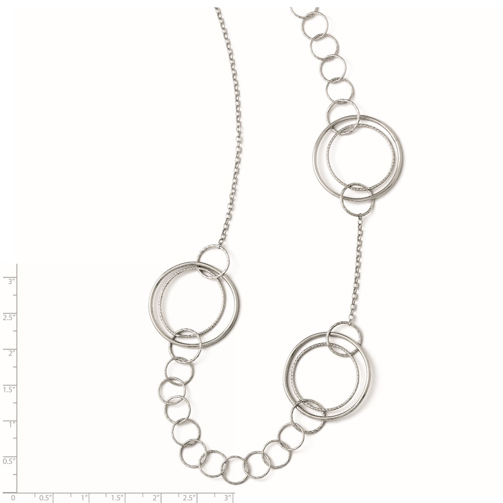 Sterling Silver Polished Textured Necklace Image 2 Diamonds Direct St. Petersburg, FL