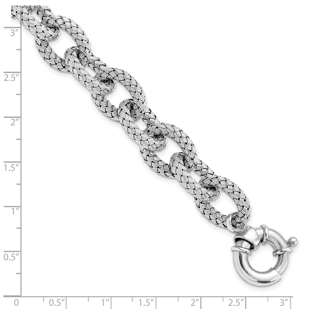 Sterling Silver Polished Textured Link Bracelet Image 3 Brummitt Jewelry Design Studio LLC Raleigh, NC