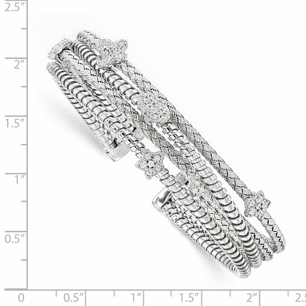 Sterling Silver Polished Textured Bangle Bracelet Image 2 Brummitt Jewelry Design Studio LLC Raleigh, NC