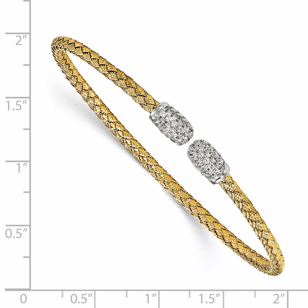Gold-Tone Sterling Silver Cuff Bracelet Image 2 Raleigh Diamond Fine Jewelry Raleigh, NC