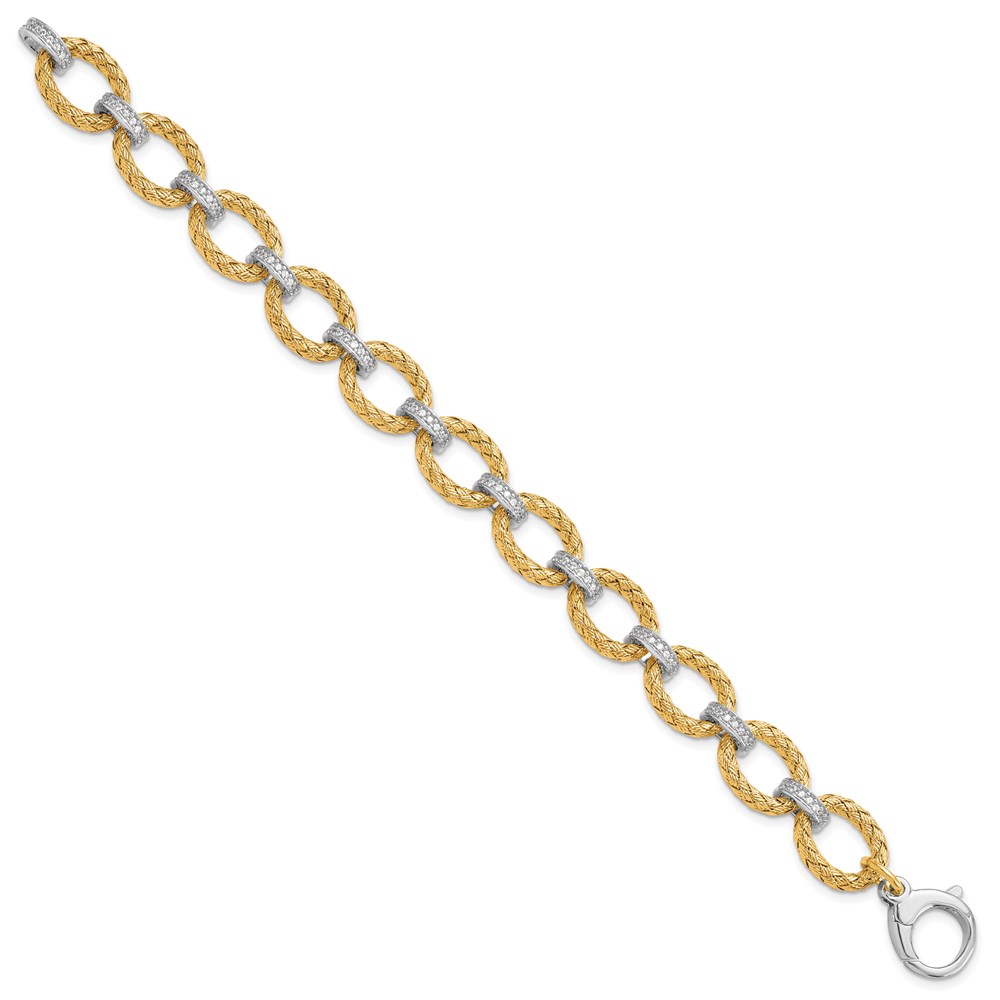 Gold-Tone Sterling Silver Link Bracelet Image 2 Brummitt Jewelry Design Studio LLC Raleigh, NC