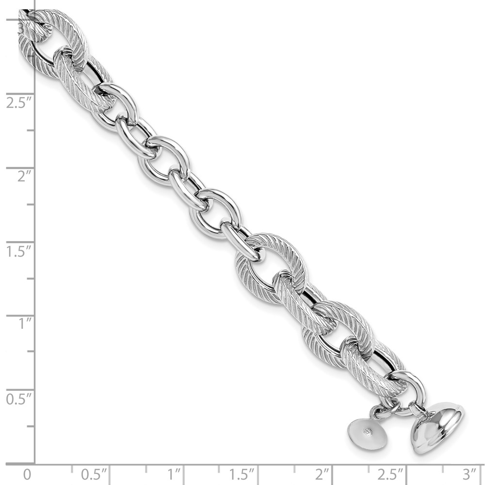 Sterling Silver Polished Textured Link Bracelet Image 2 Brummitt Jewelry Design Studio LLC Raleigh, NC
