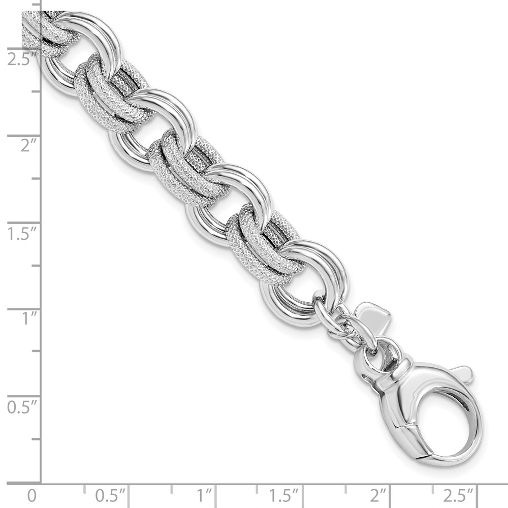 Sterling Silver Polished Textured Link Bracelet Image 3 Brummitt Jewelry Design Studio LLC Raleigh, NC