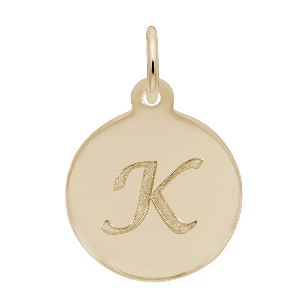PETITE INITIAL DISC - SCRIPT K Mees Jewelry Chillicothe, OH