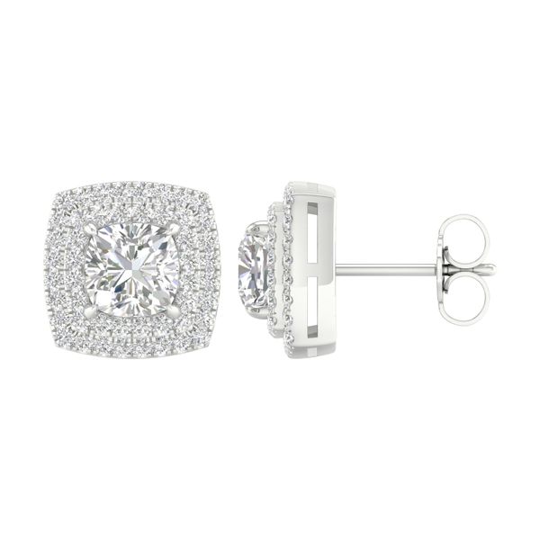 Double Halo Earring (Cushion Shape With Round Centre) Image 2 Valentine's Fine Jewelry Dallas, PA