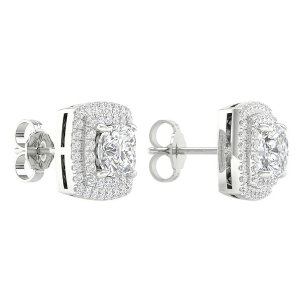 Double Halo Earring (Cushion Shape With Round Centre) Image 3 Valentine's Fine Jewelry Dallas, PA