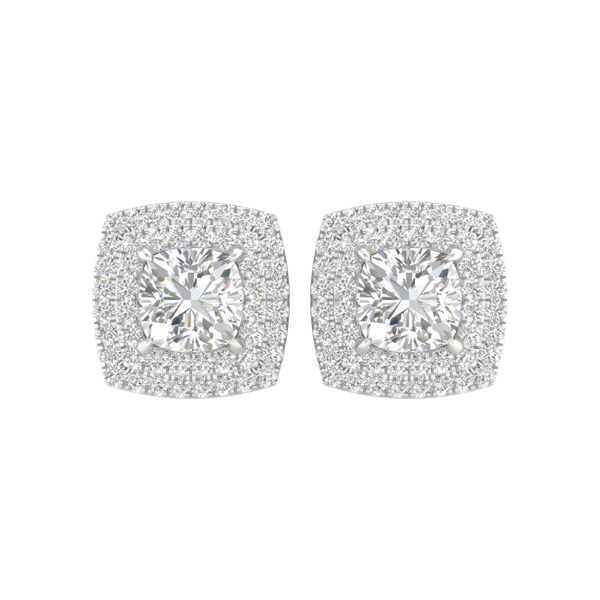 Double Halo Earring (Cushion Shape With Round Centre) Image 4 Valentine's Fine Jewelry Dallas, PA