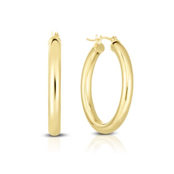 Jewel Tie 10k White Gold Polished Hoop Earrings 6mm 