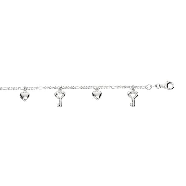 Silver Dangle Key and Hearts Anklet Adair Jewelers  Missoula, MT