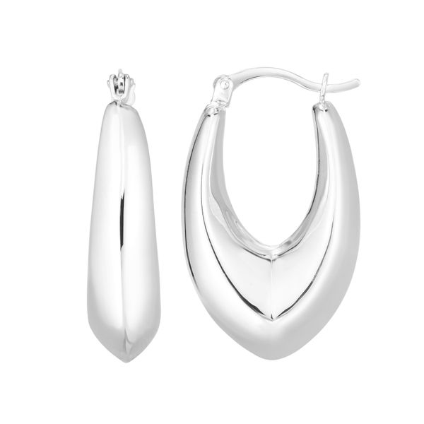 Silver Marquise Puffy Hoop Earring Valentine's Fine Jewelry Dallas, PA