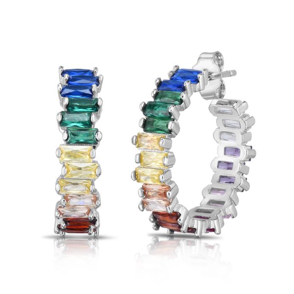 Silver Rainbow CZ Scattered Hoop Earring Adair Jewelers  Missoula, MT