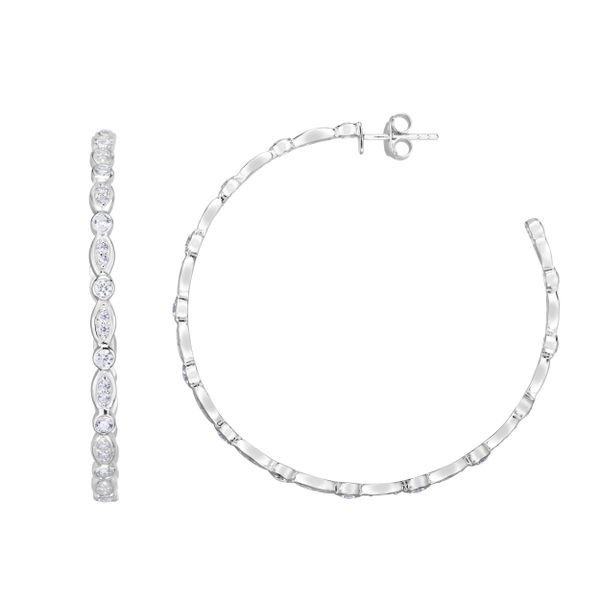 Silver 50x3mm Marquise & Round CZ C Hoops  Adair Jewelers  Missoula, MT
