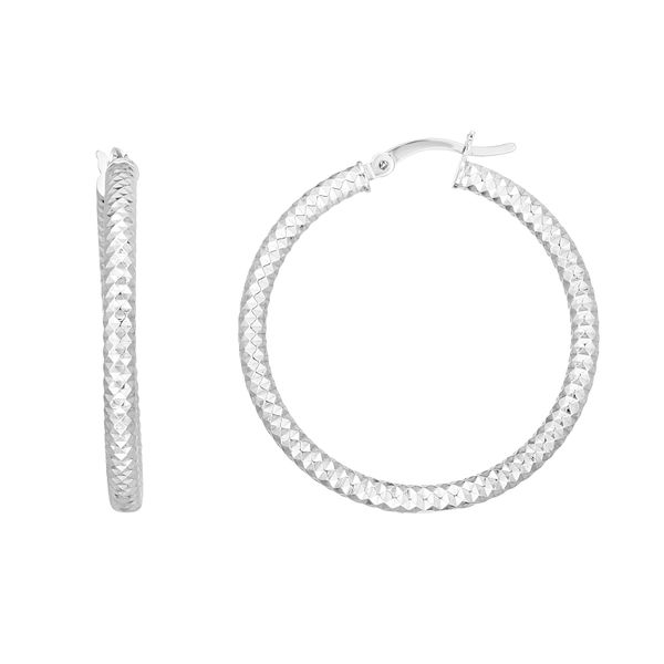 Silver 30mm Linear Diamond Cut Hoops  Adair Jewelers  Missoula, MT