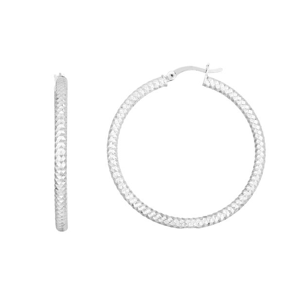 Silver 35mm Linear Diamond Cut Hoops  Adair Jewelers  Missoula, MT