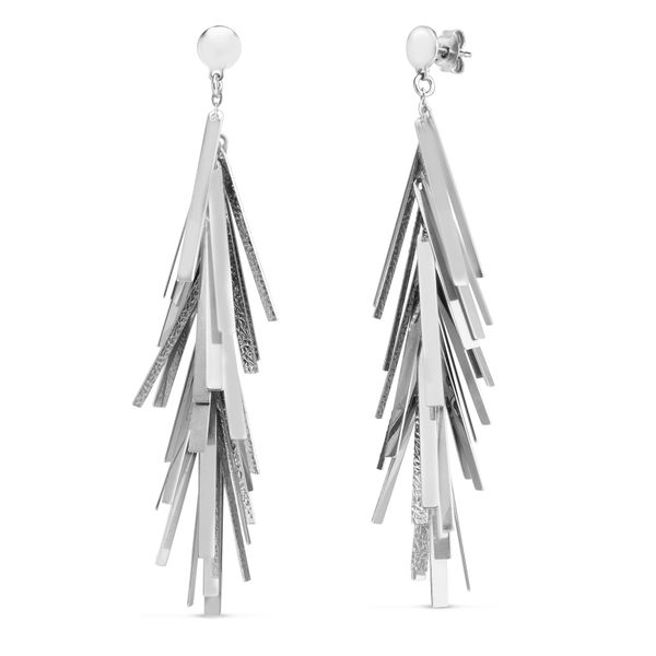 Silver Long Bar Fringe Earrings Valentine's Fine Jewelry Dallas, PA