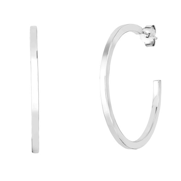 Silver 38mm Square Tube Hammered C Hoops Scirto's Jewelry Lockport, NY
