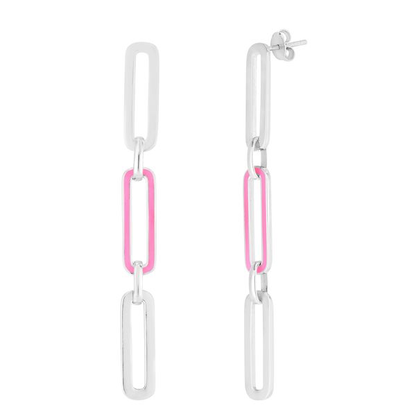Silver Pink Enamel Paperclip Earrings Graham Jewelers Wayzata, MN