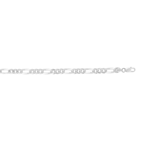 Silver 8.1mm White Pave Figaro Chain Adair Jewelers  Missoula, MT
