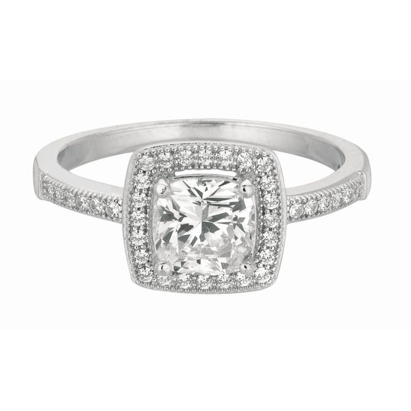 Silver Cushion CZ with Halo Ring Adair Jewelers  Missoula, MT