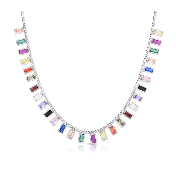 Silver Rainbow CZ Baguette Dangle Choker Necklace  Adair Jewelers  Missoula, MT