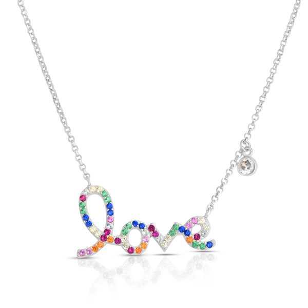 Silver Rainbow CZ Script Love Necklace Adair Jewelers  Missoula, MT
