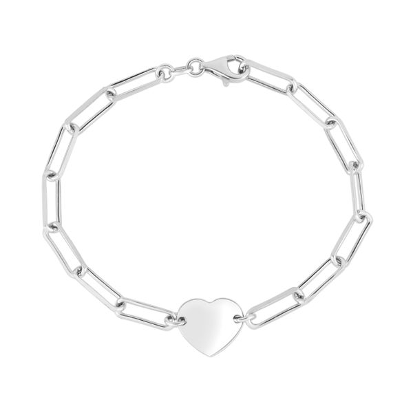 Silver Engravable Heart Paperclip Bracelet Parris Jewelers Hattiesburg, MS
