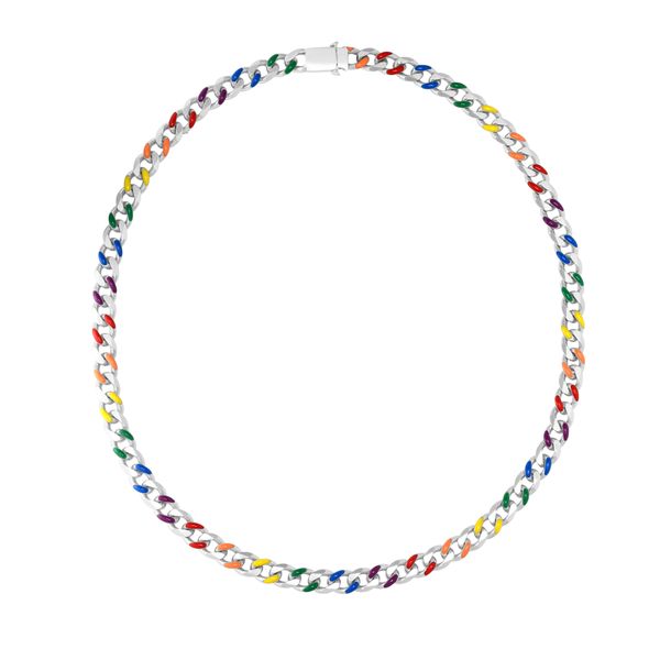 Silver Rainbow Miami Cuban Necklace Parris Jewelers Hattiesburg, MS