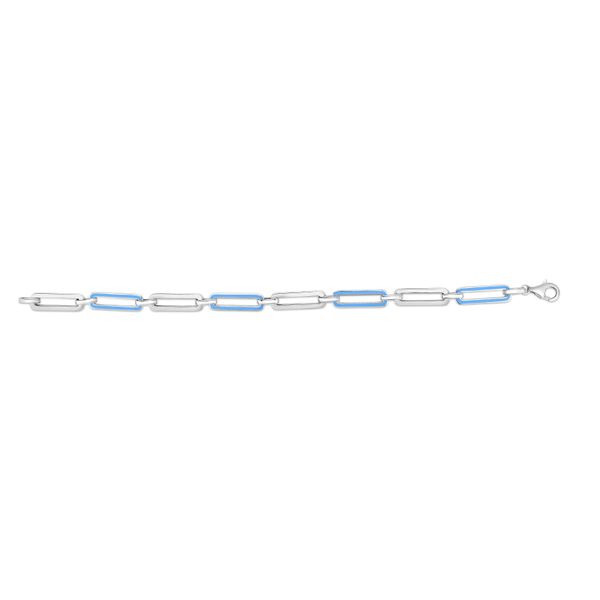 Silver Blue Enamel Paperclip Bracelet Parris Jewelers Hattiesburg, MS