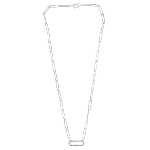 Silver Green CZ Paperclip Necklace Young Jewelers Jasper, AL