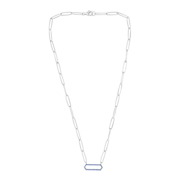 Silver Blue CZ Paperclip Necklace Parris Jewelers Hattiesburg, MS