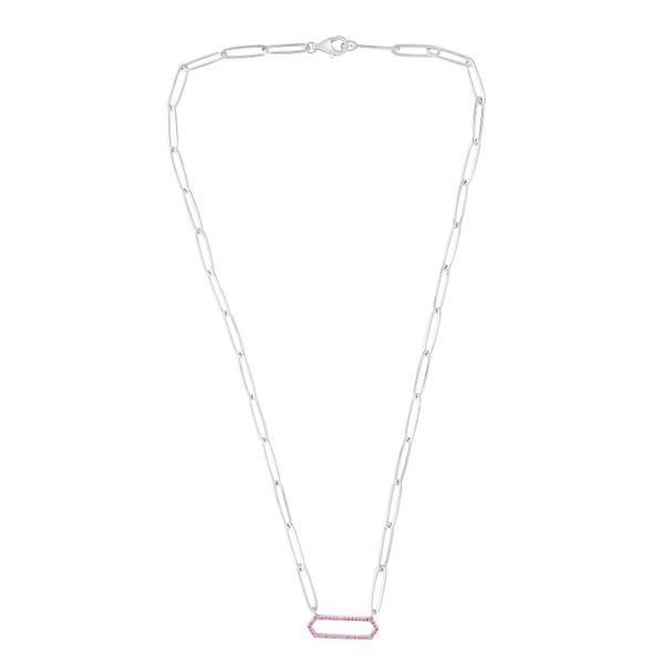 Silver Pink CZ Paperclip Necklace Young Jewelers Jasper, AL
