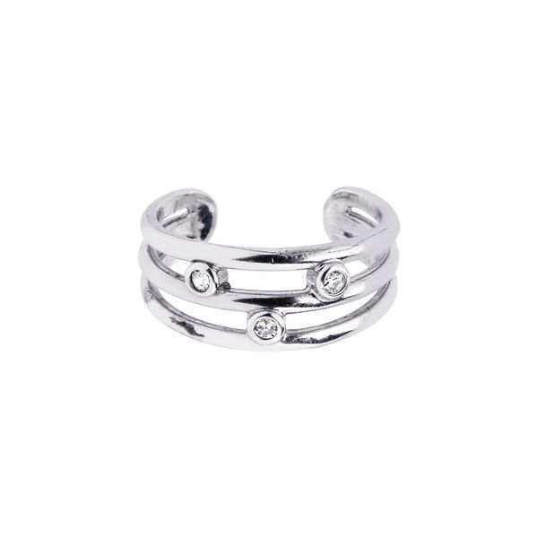 Silver Triple Row Scattered CZ Toe Ring The Hills Jewelry LLC Worthington, OH