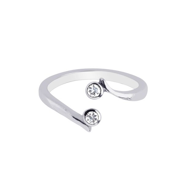 Silver Bypass Toe Ring with Two Bezel Set CZ James Douglas Jewelers LLC Monroeville, PA