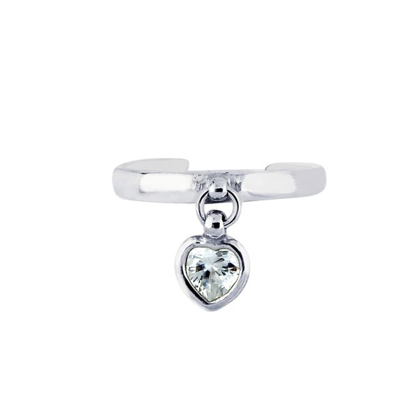 Silver Dangle CZ Heart Toe Ring Morin Jewelers Southbridge, MA