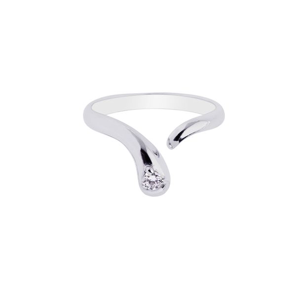 Silver Polished Bypass Toe Ring with CZ The Hills Jewelry LLC Worthington, OH