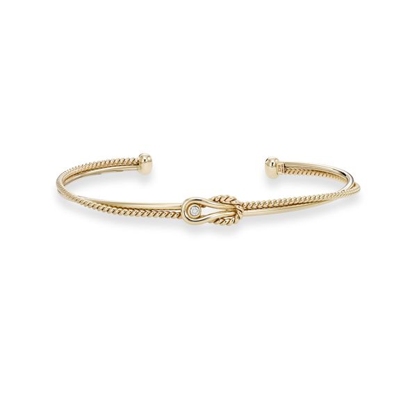14K Gold Italian Cable L'Infinito Diamond Knot Cuff Morin Jewelers Southbridge, MA