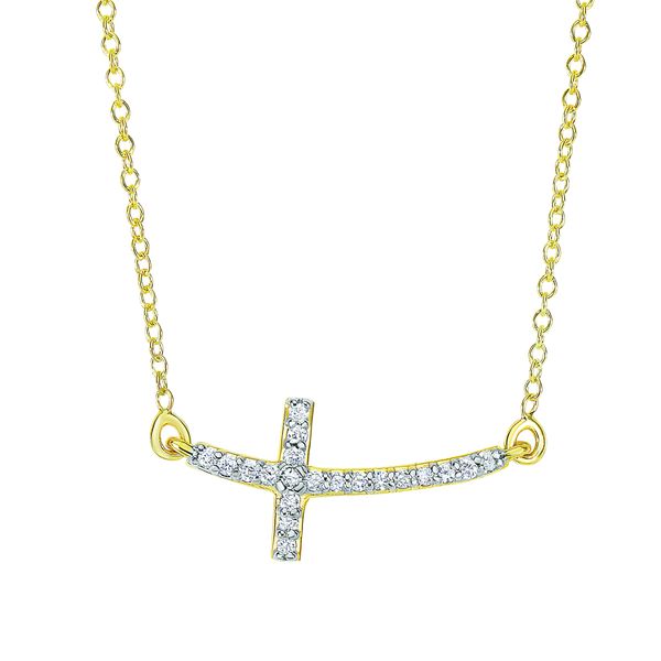 14K Gold .12ct Diamond Side Cross Necklace Washington Diamond Falls Church, VA