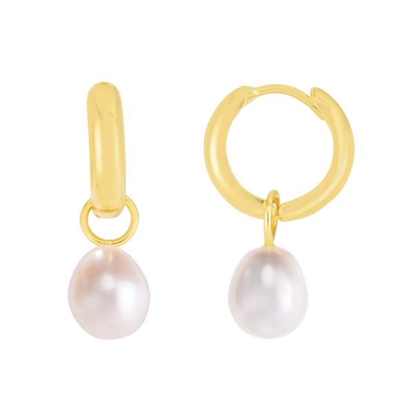 14K Pearl Drop Huggie Earrings Chandlee Jewelers Athens, GA