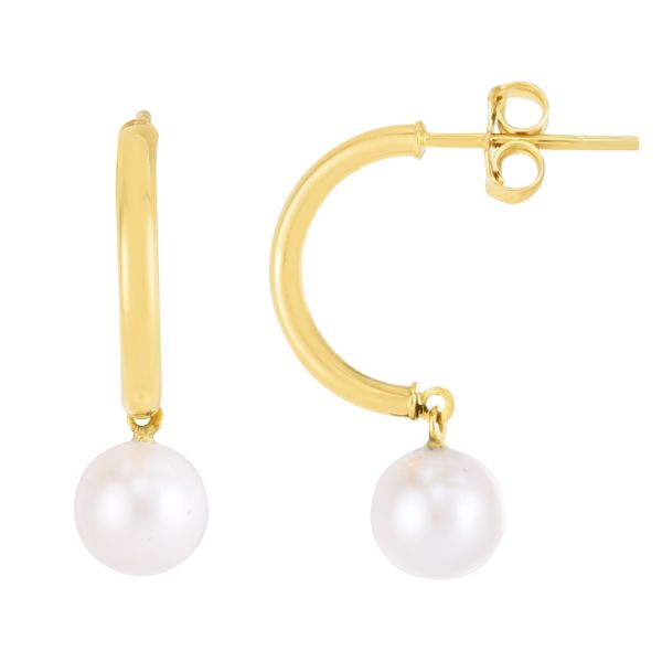 14K Pearl Half-Hoop Earrings John Herold Jewelers Randolph, NJ