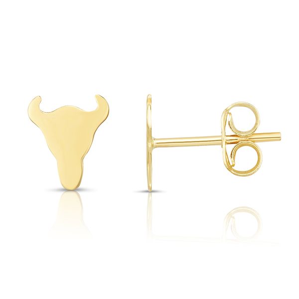 14K Gold Longhorn Stud Earrings John Herold Jewelers Randolph, NJ