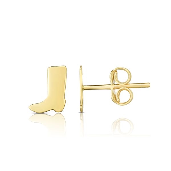 14K Gold Cowboy Boot Stud Earrings John Herold Jewelers Randolph, NJ
