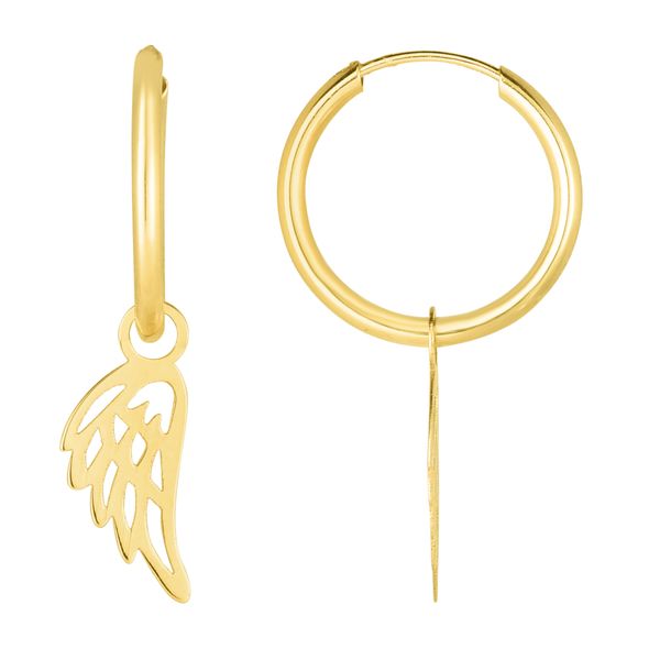 14K Gold Polished Angel Wing Dangle Hoop Adair Jewelers  Missoula, MT