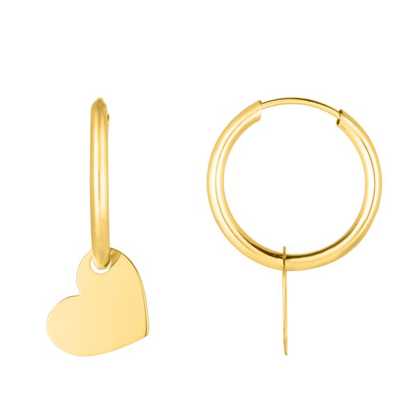 14K Gold Polished Heart Dangle Hoop Adair Jewelers  Missoula, MT