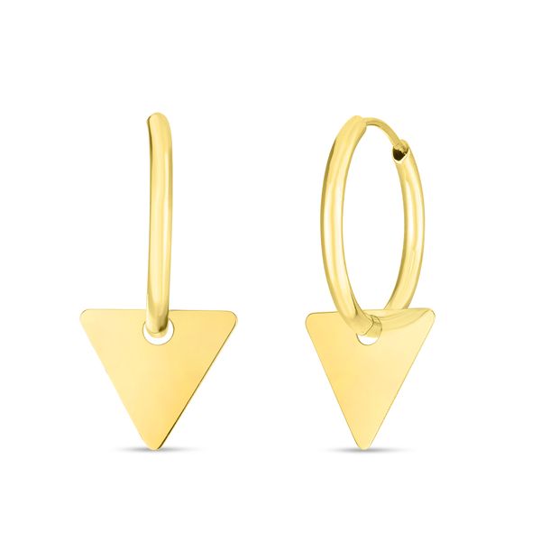 14K Dangle Triangle Huggie Earring Bell Jewelers Murfreesboro, TN