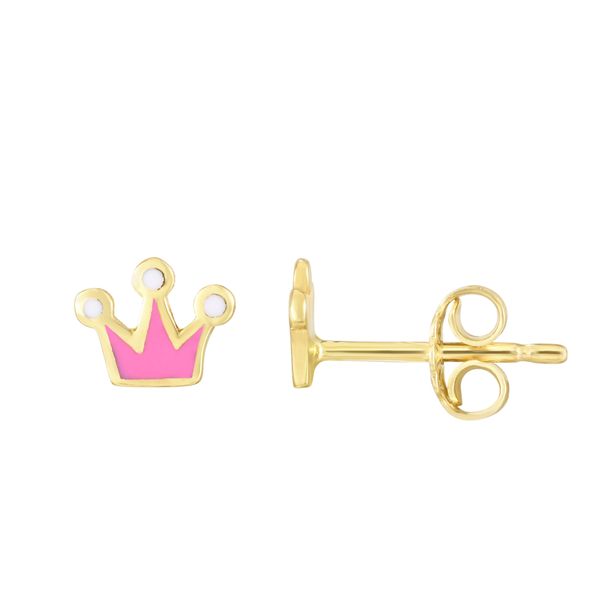 14K Crown Enamel Earrings Malak Jewelers Charlotte, NC