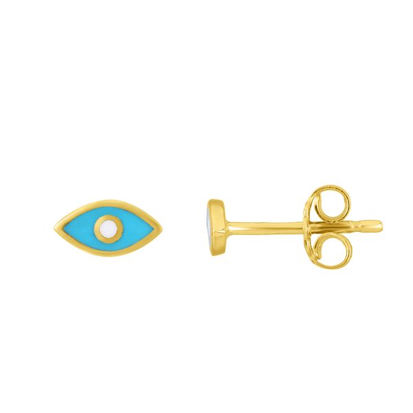14K Gold Evil Eye Blue Enamel Stud Earring Adair Jewelers  Missoula, MT