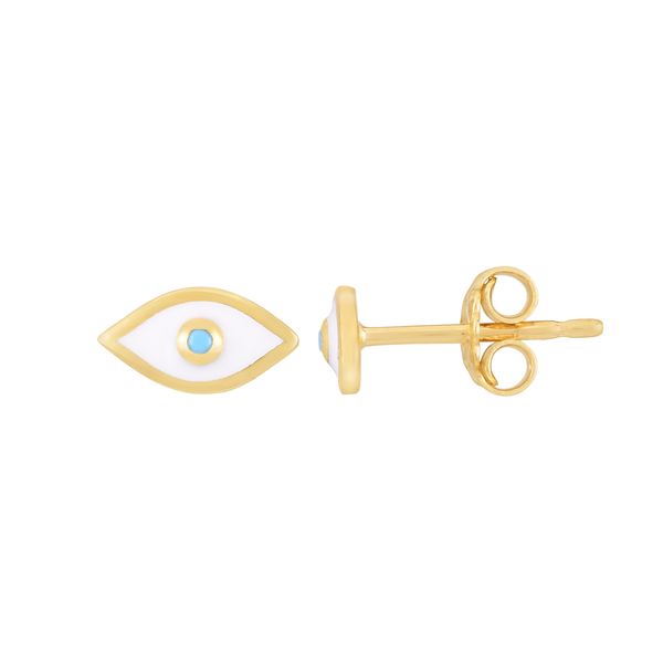 14K Gold Evil Eye Enamel Stud Earring John Herold Jewelers Randolph, NJ