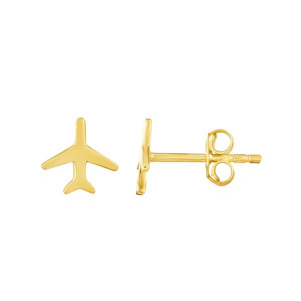 14K Gold Polished Airplane Stud Earring Adair Jewelers  Missoula, MT